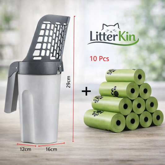 Pelle à litière avec sac intégré - Accessoire hygiénique pour litière, nettoyage facile et sans odeur